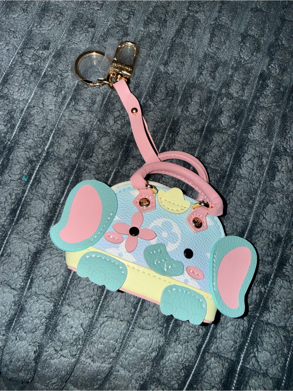 Louis Vuitton Pastel Elephant Bag Charm in Pink and Mint